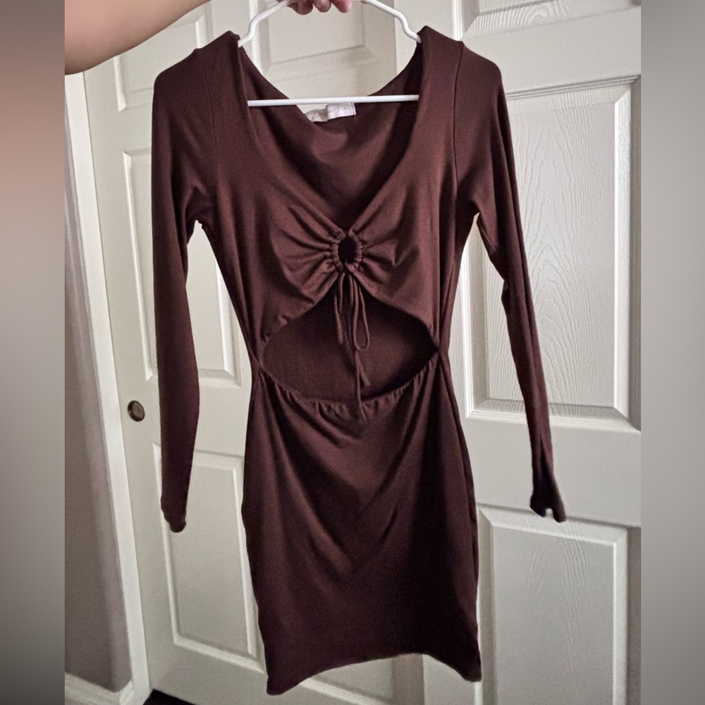 Sebastian Aiden Brown Long Sleeve Dress